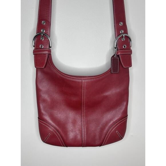 Coach 9549 Vintage Authentic Red/Burgundy Crossbody Slim Hippie Purse Handbag - Picture 1 of 10